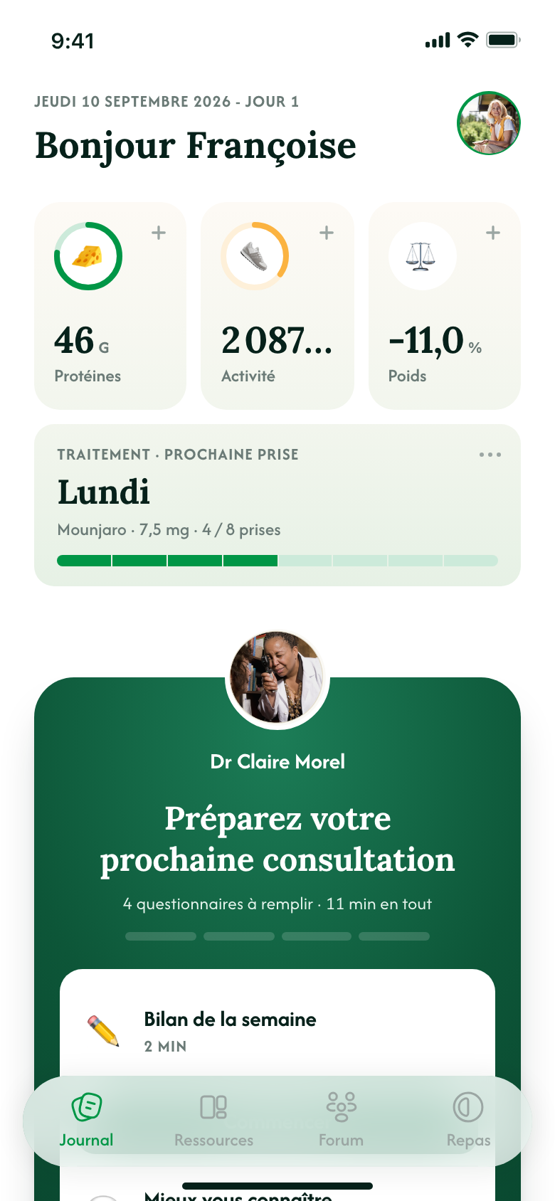 Application mobile patient Boli Care - Journal quotidien et suivi du traitement